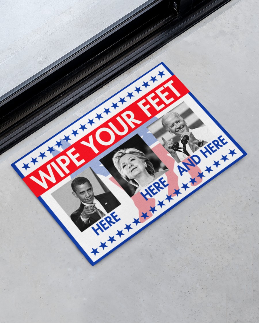 Barrack Obama Hillary Clinton Joe Biden Wipe your feet here here and here doormat - Picture 2