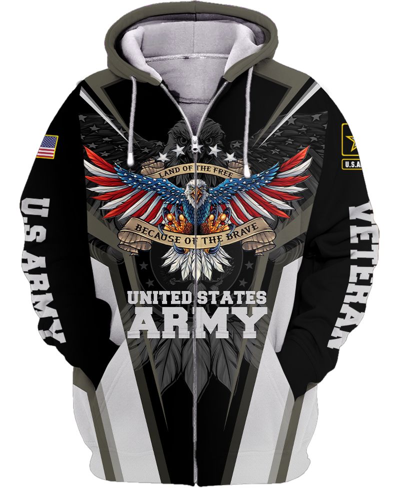 United States Army Land of the free because of the brave 3D Hoodie Shirt 2
