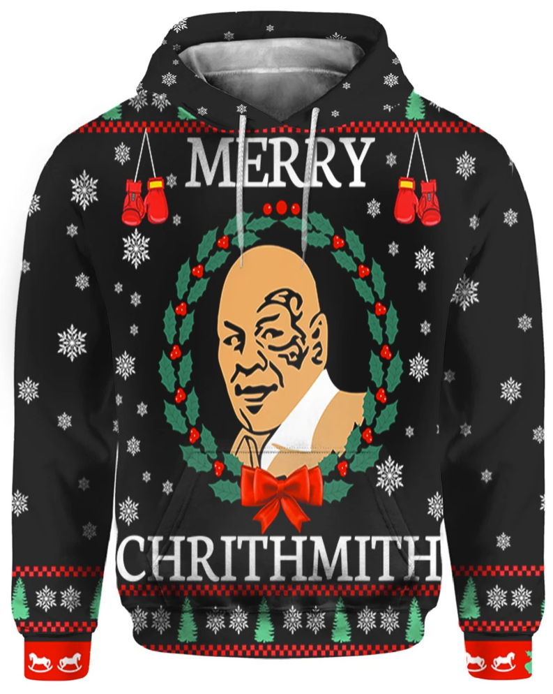 Mike Tyson Merry Chrithmith all over printed 3D hoodie – dnstyles