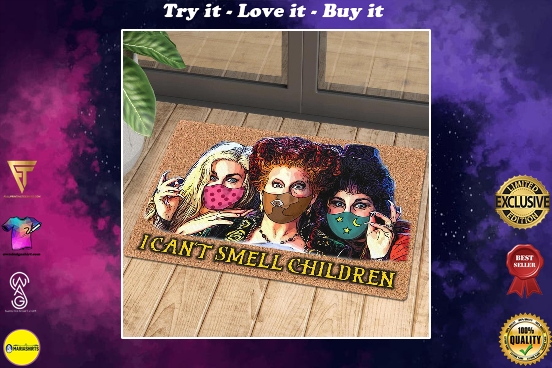 halloween hocus pocus with mask i cant smell children doormat