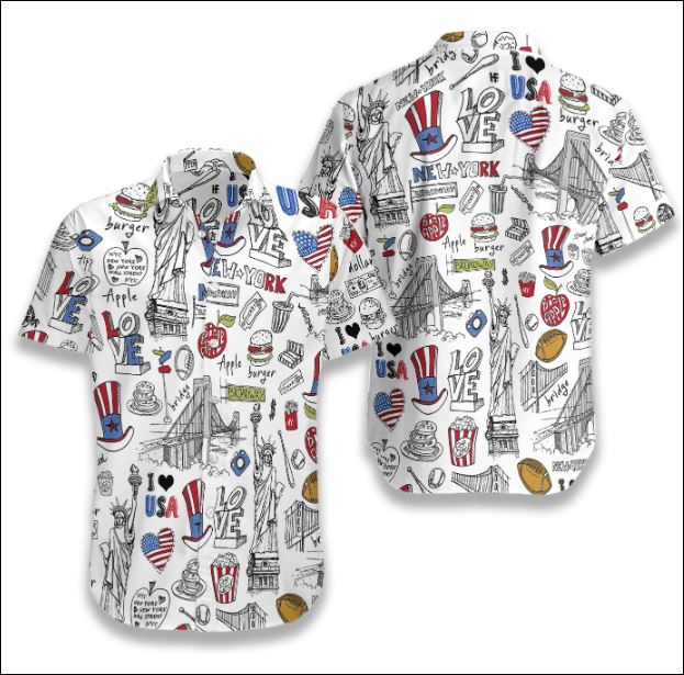 I Love USA Doodle hawaiian shirt