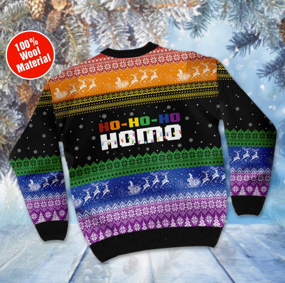LGBT Santa Claus and unicorn hohoho homo ugly sweater 2