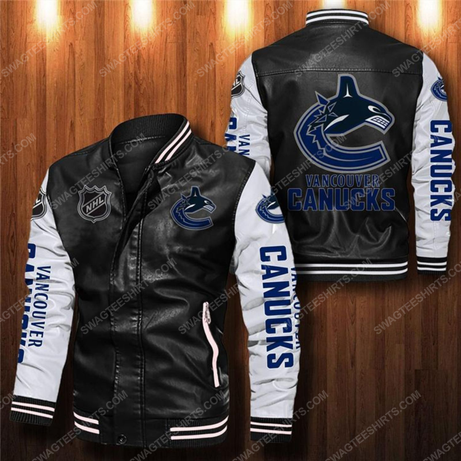 [special edition] Vancouver canucks all over print leather bomber jacket – maria