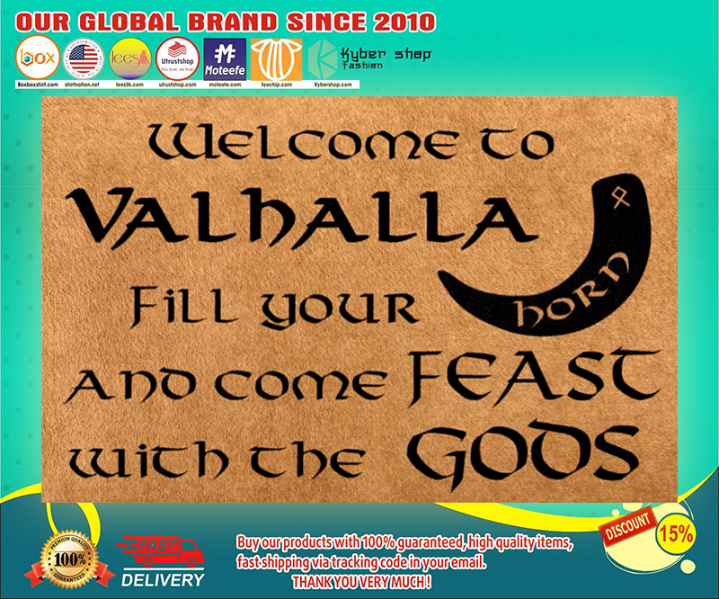 Vikings welcome to valhalla fill your horn doormat 4