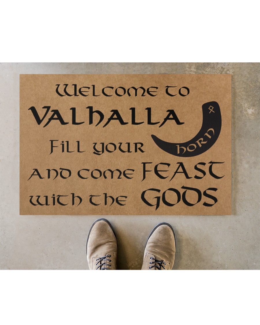 Vikings welcome to valhalla fill your horn doormat 8
