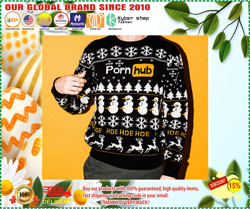 Pornhub Hoe Hoe Hoe over Print Christmas Sweater 2