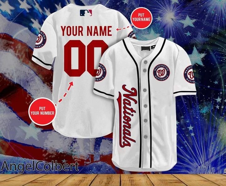 Washington Nationals Personalized Name And Number Baseball Jersey Shirt - white