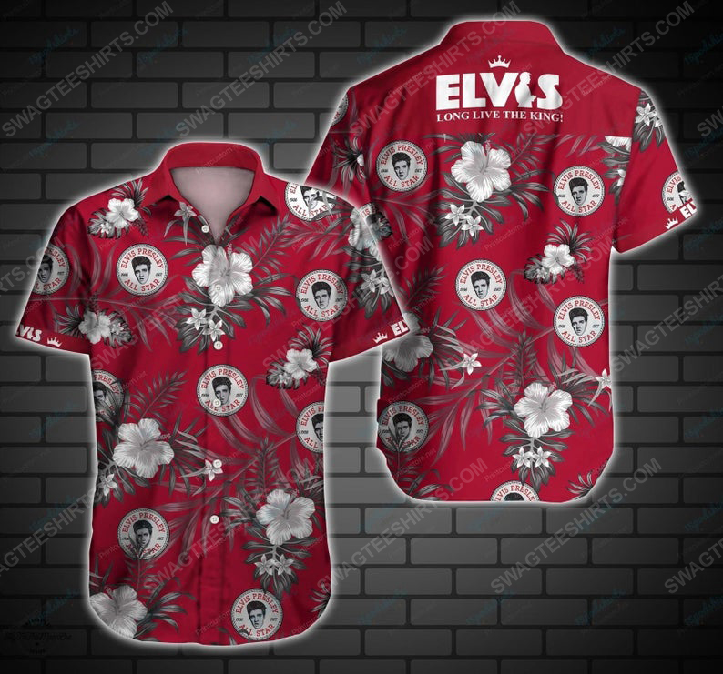 Elvis presley long live the king floral tropical hawaiian shirt 1