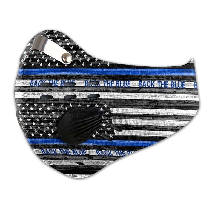 Police Back The Blue Filter Activated Carbon Pm 2.5 Fm Face Mask