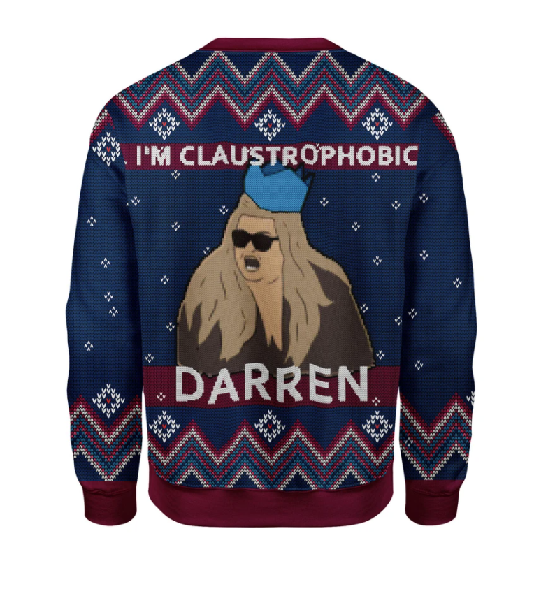 I'm claustrophobic darren ugly sweater 1