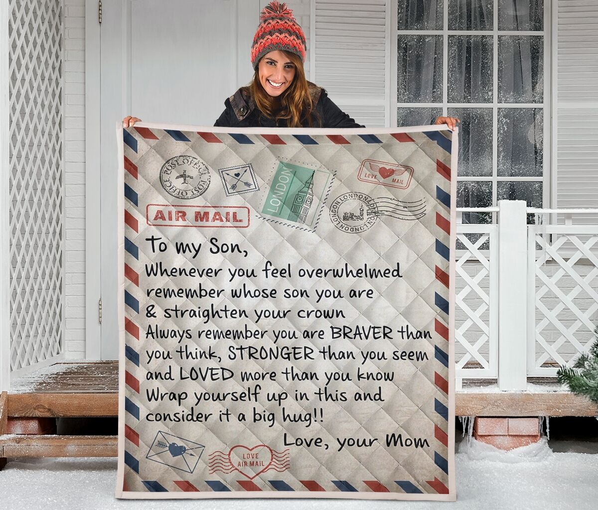 Air mail To my son whenever you feel overwhelmed blanket1