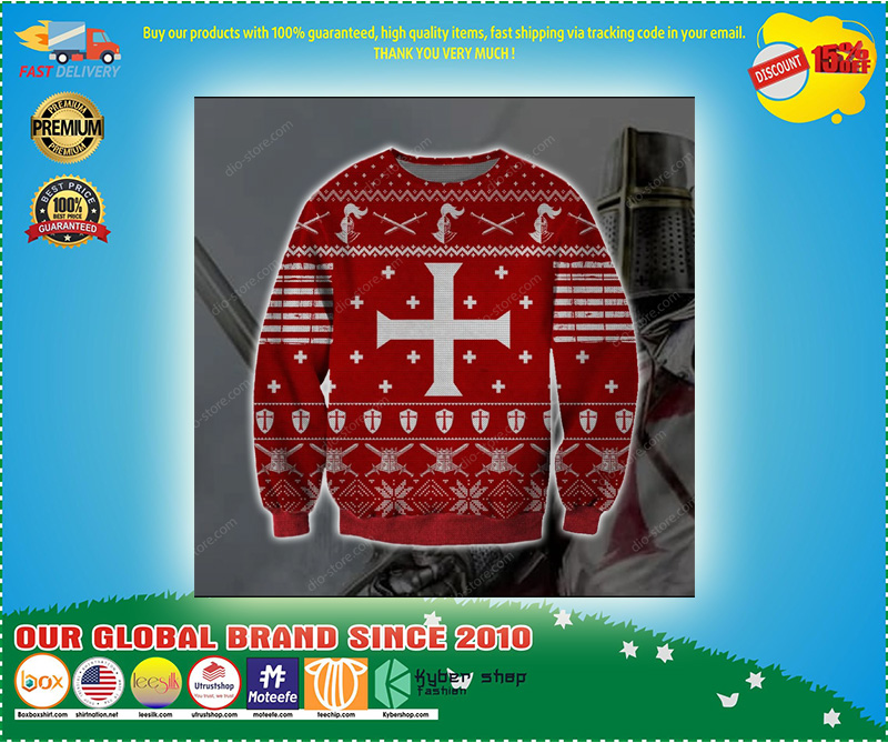 Knights templar ugly christmas sweater 1