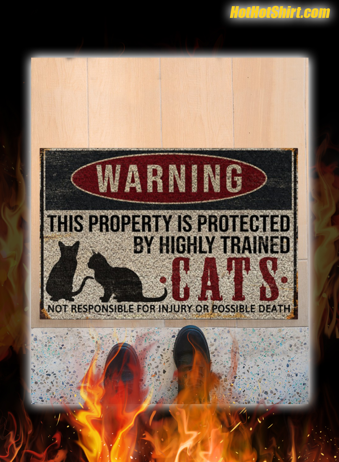 Warning This Property Is Proteced By Highly Trained Cats Doormat 1