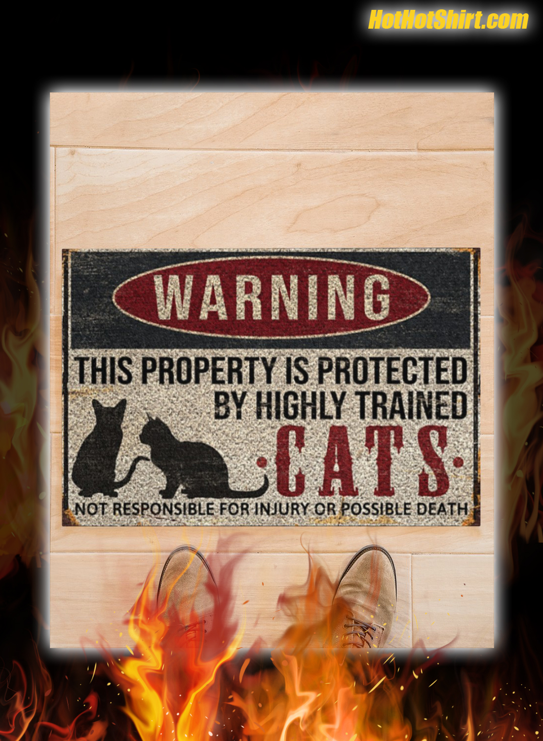 Warning This Property Is Proteced By Highly Trained Cats Doormat 3