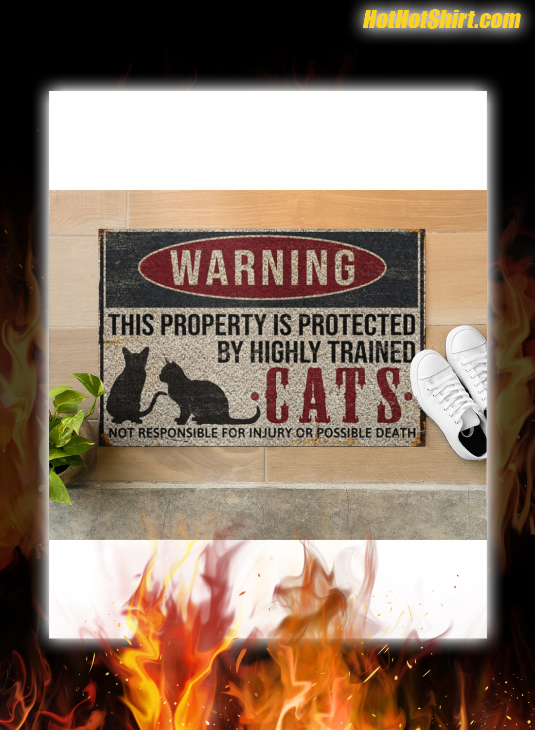 Warning This Property Is Proteced By Highly Trained Cats Doormat