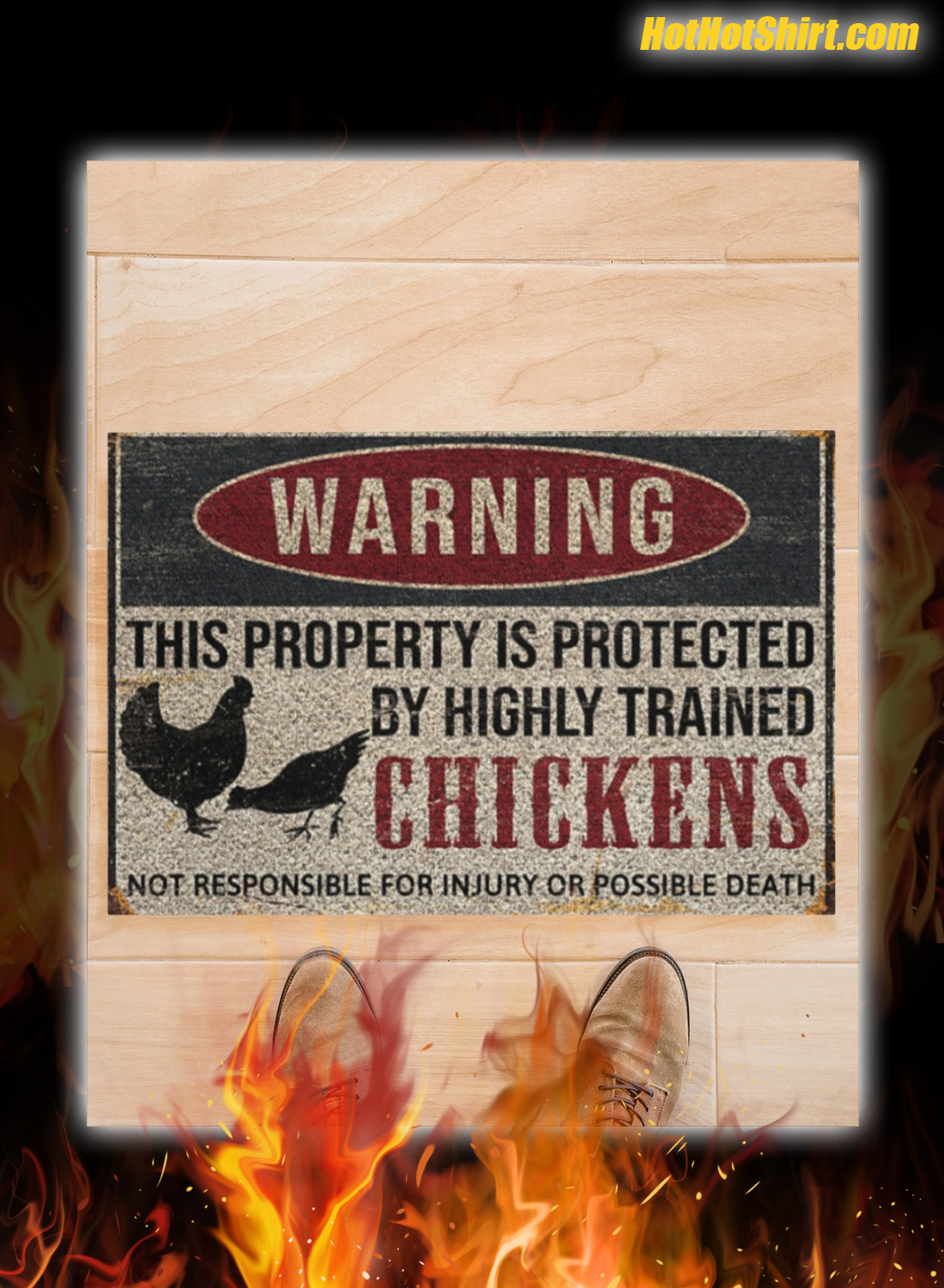 Warning This Property Is Proteced By Highly Trained Chickens Doormat 1