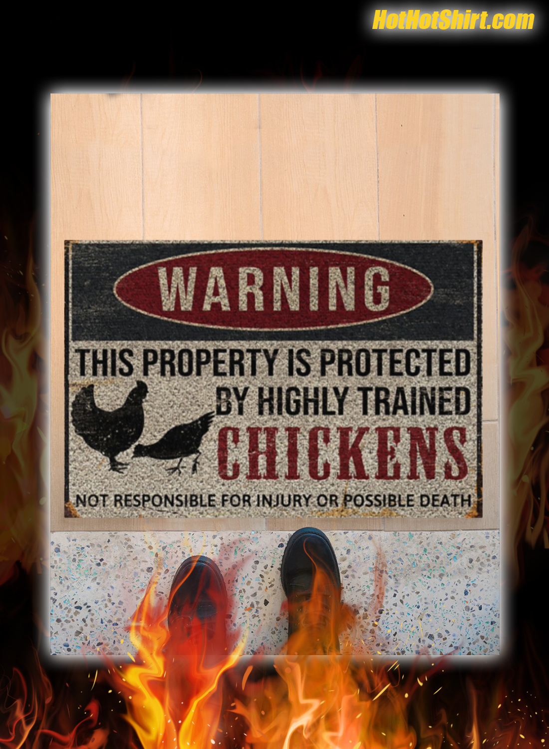 Warning This Property Is Proteced By Highly Trained Chickens Doormat 3