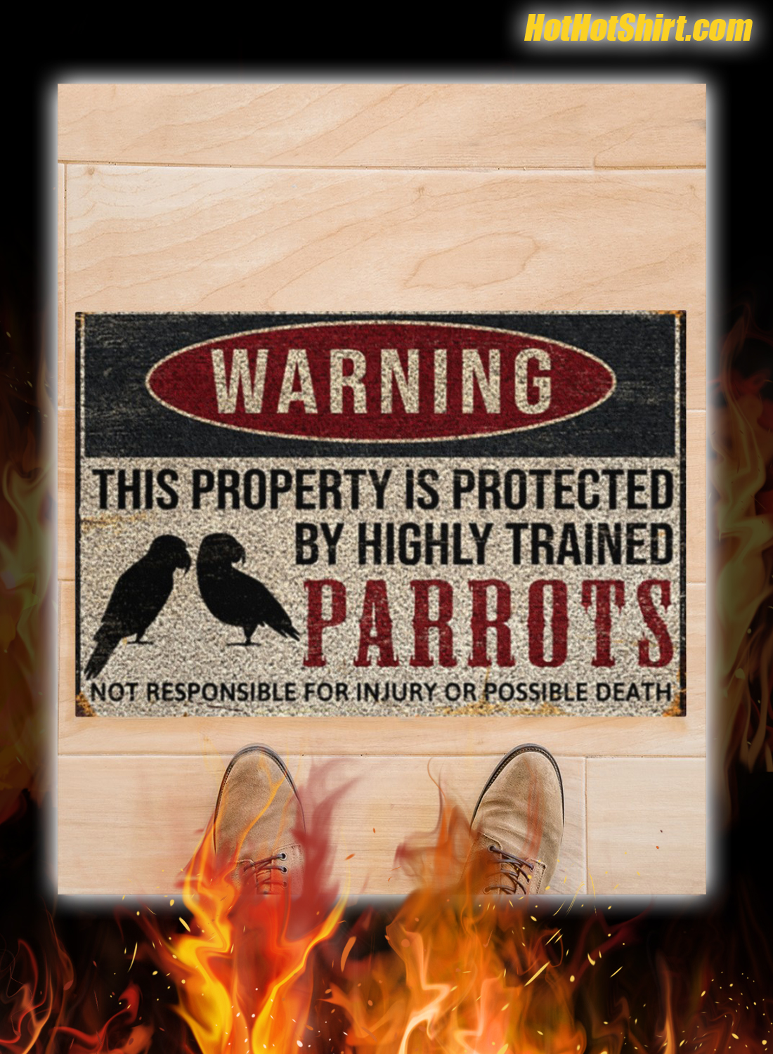 Warning This Property Is Proteced By Highly Trained Parrots Doormat 3