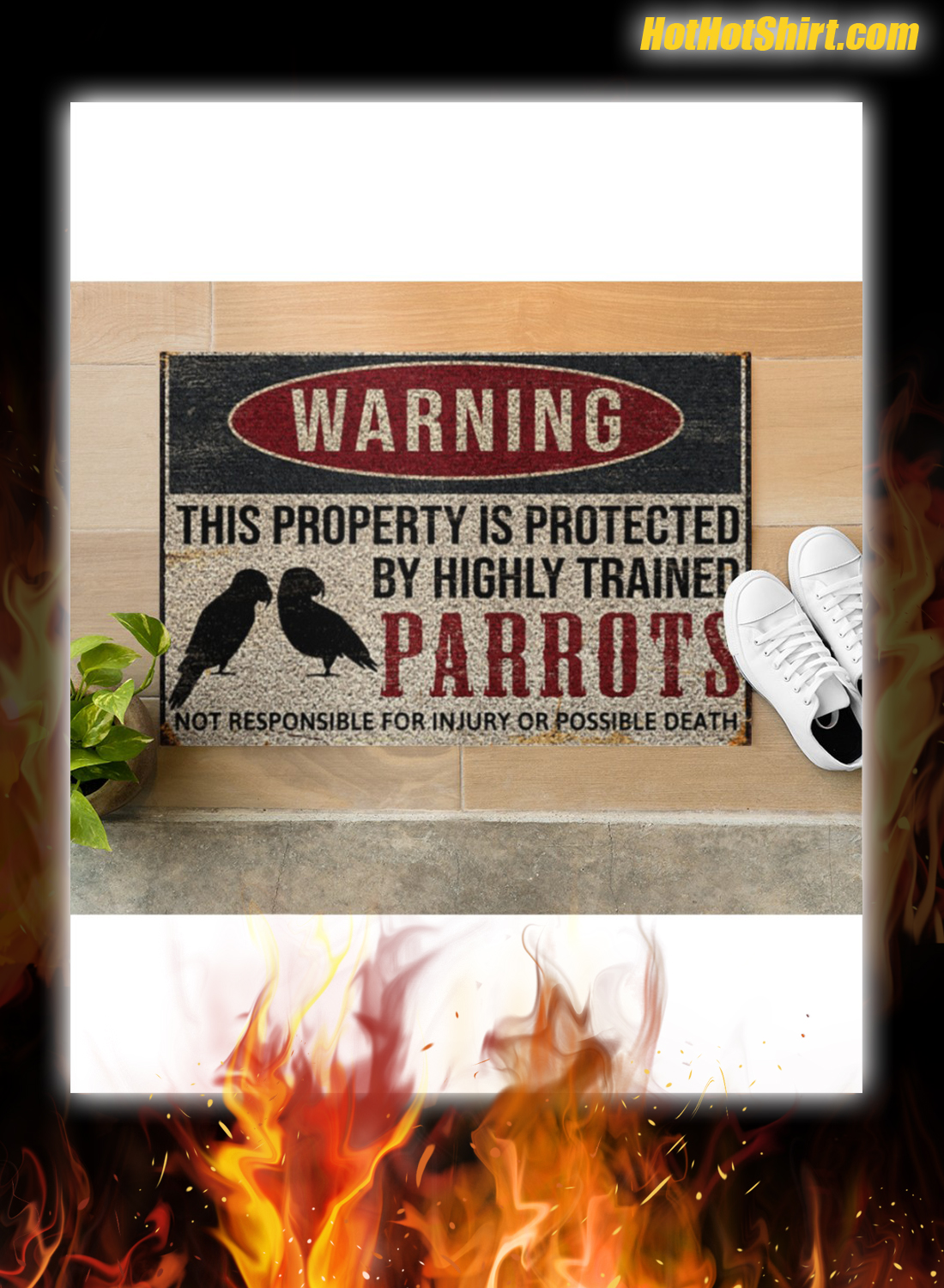 Warning This Property Is Proteced By Highly Trained Parrots Doormat