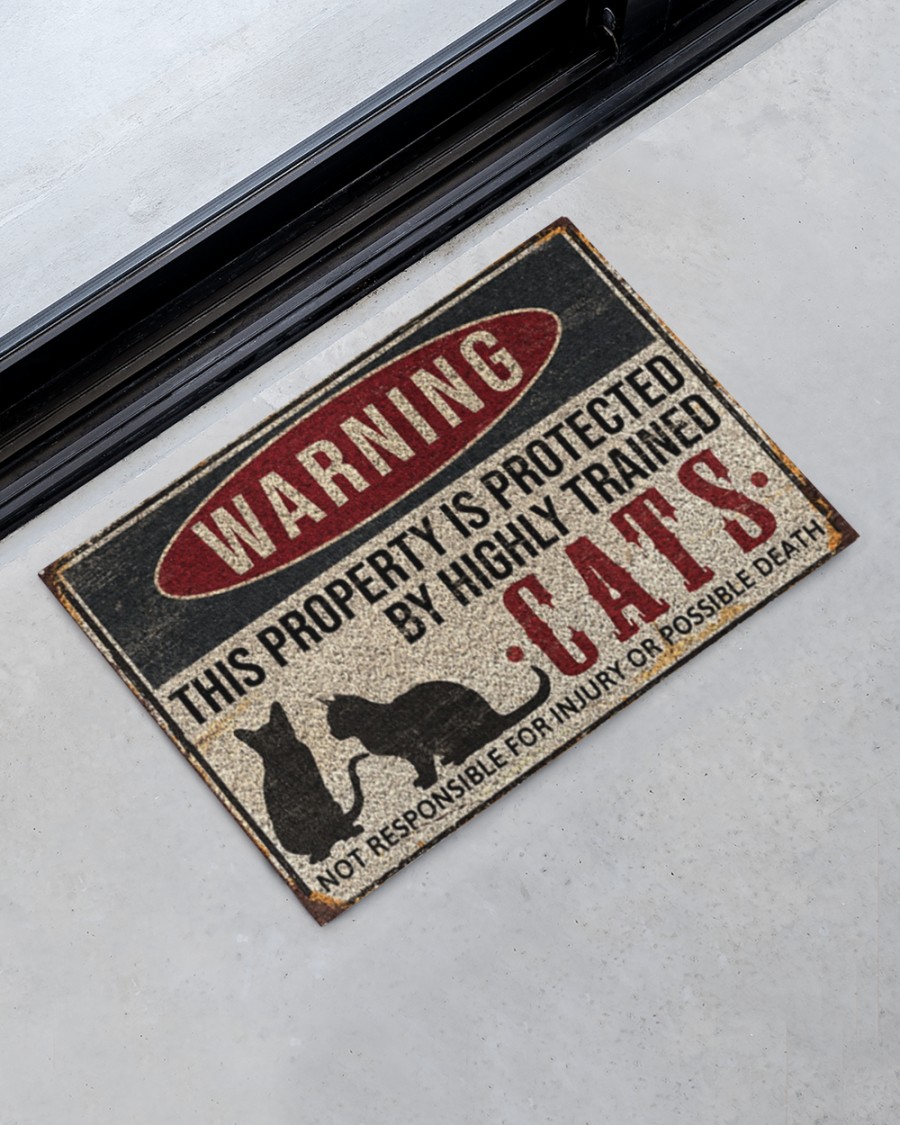 Warning this property is protected by highly trained cats doormat 8