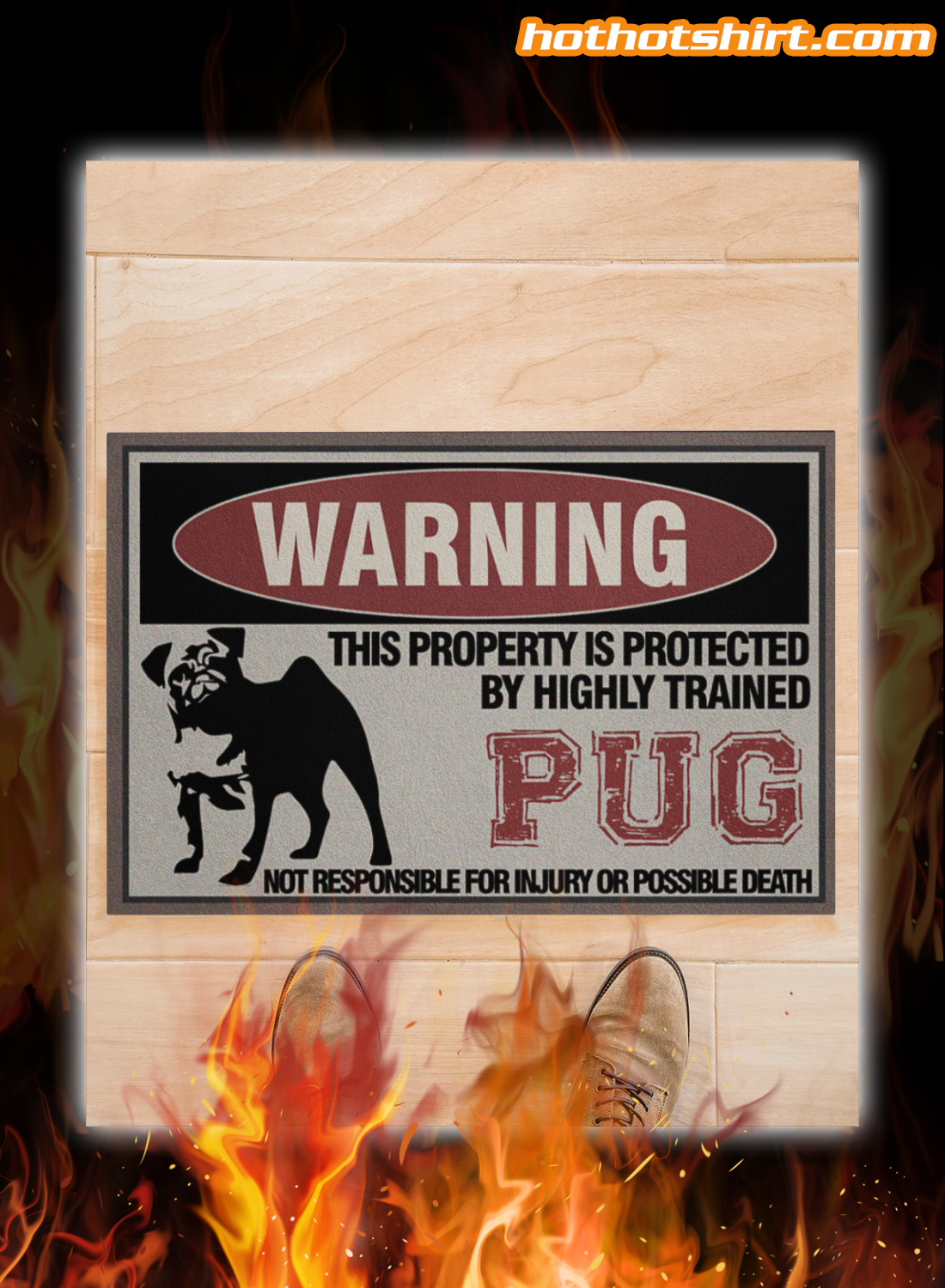Warning this property is protected by highly trained pug doormat 1