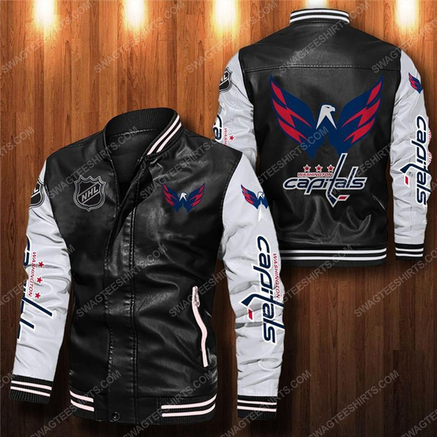 [special edition] Washington capitals all over print leather bomber jacket – maria