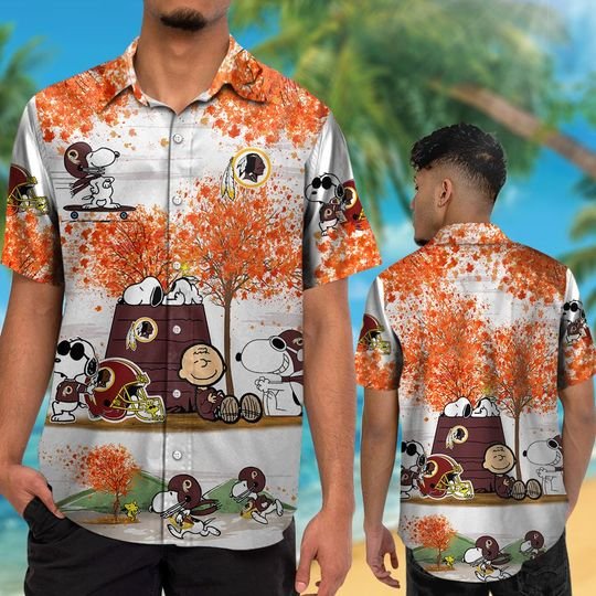 Washington redskins Snoopy autumn hawaiian shirt and short