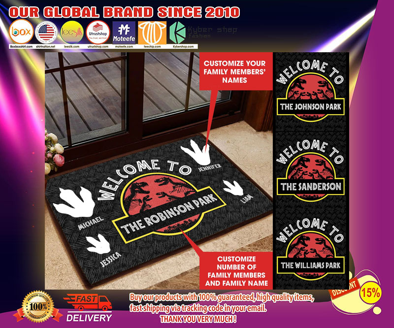 Welcome to Jurassic Part Personalized custom doormat 2