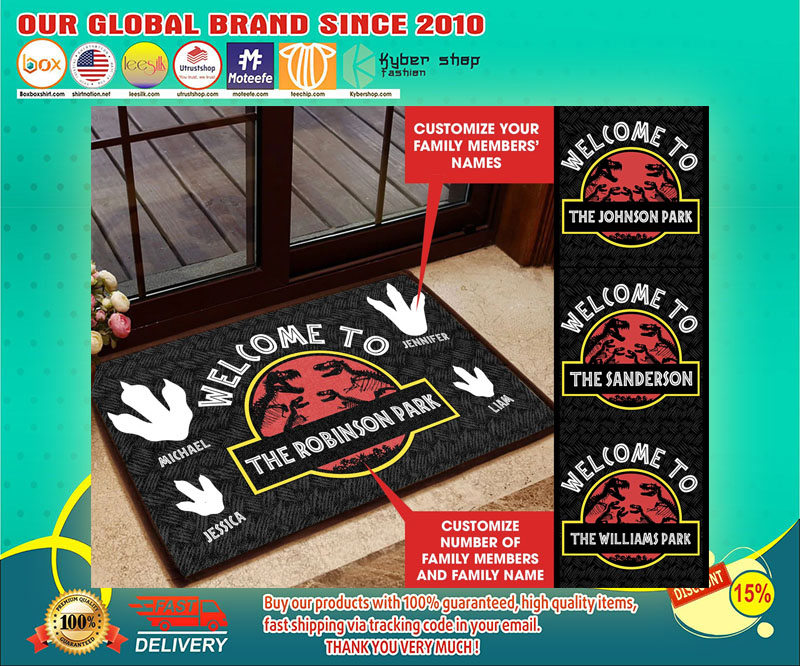 Welcome to Jurassic Part Personalized custom doormat 3