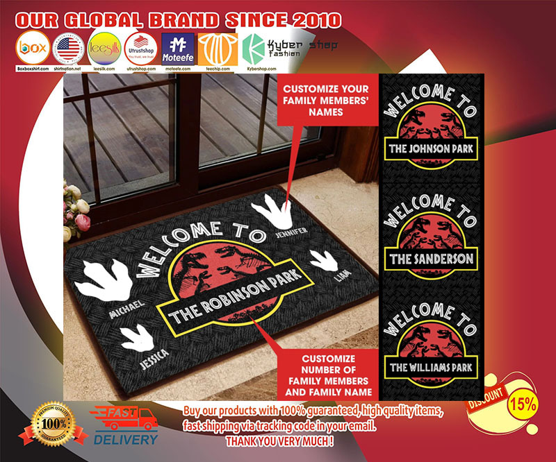 Welcome to Jurassic Part Personalized custom doormat 4