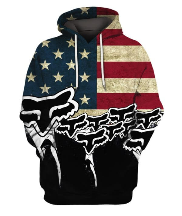 Fox Racing Logo American Flag 3d hoodie