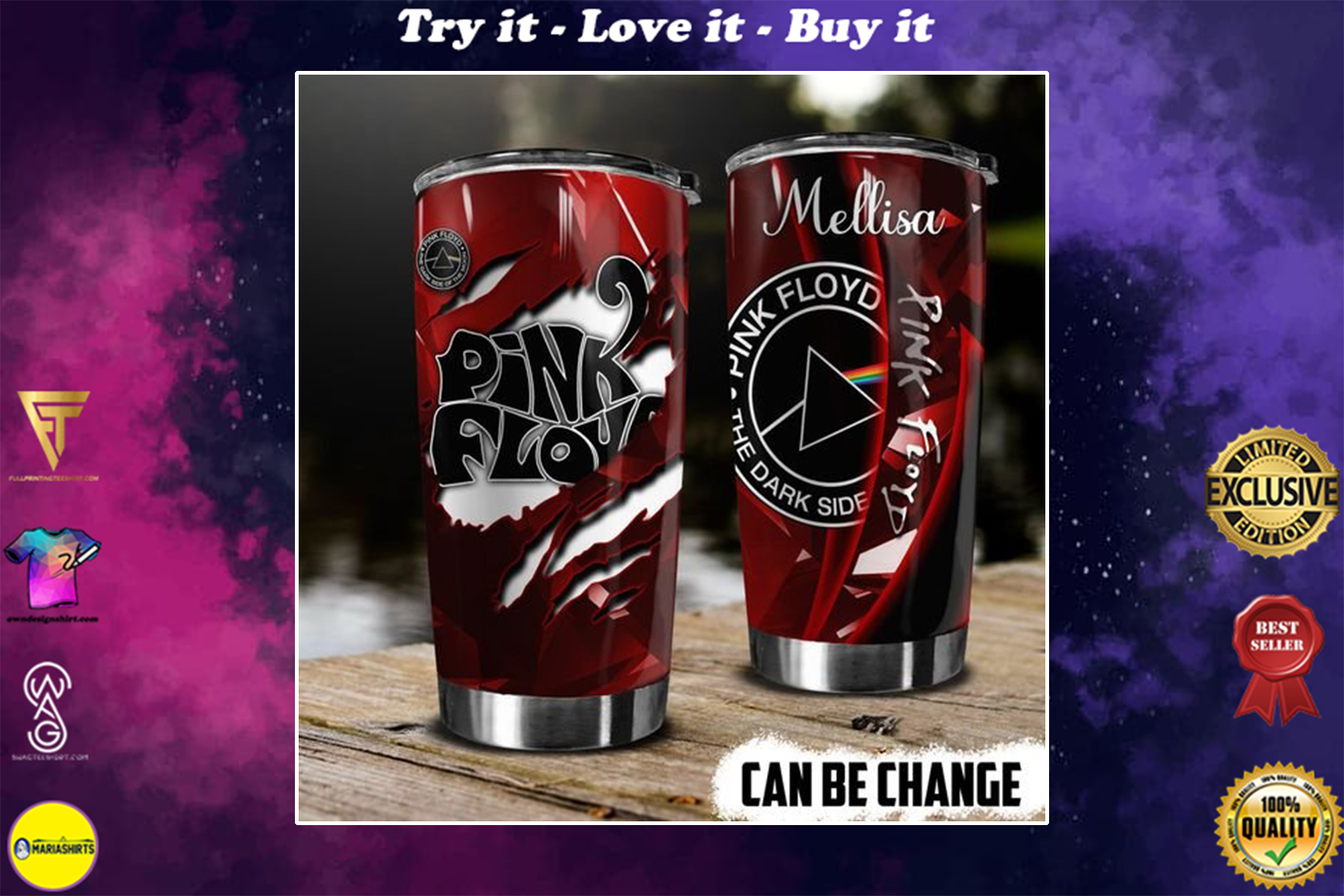 [special edition] custom name the dark side of the moon pink floyd band tumbler – maria
