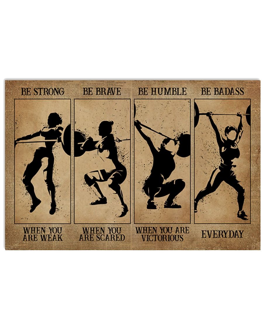 Women weightlifting be strong be brave be humble be badass poster