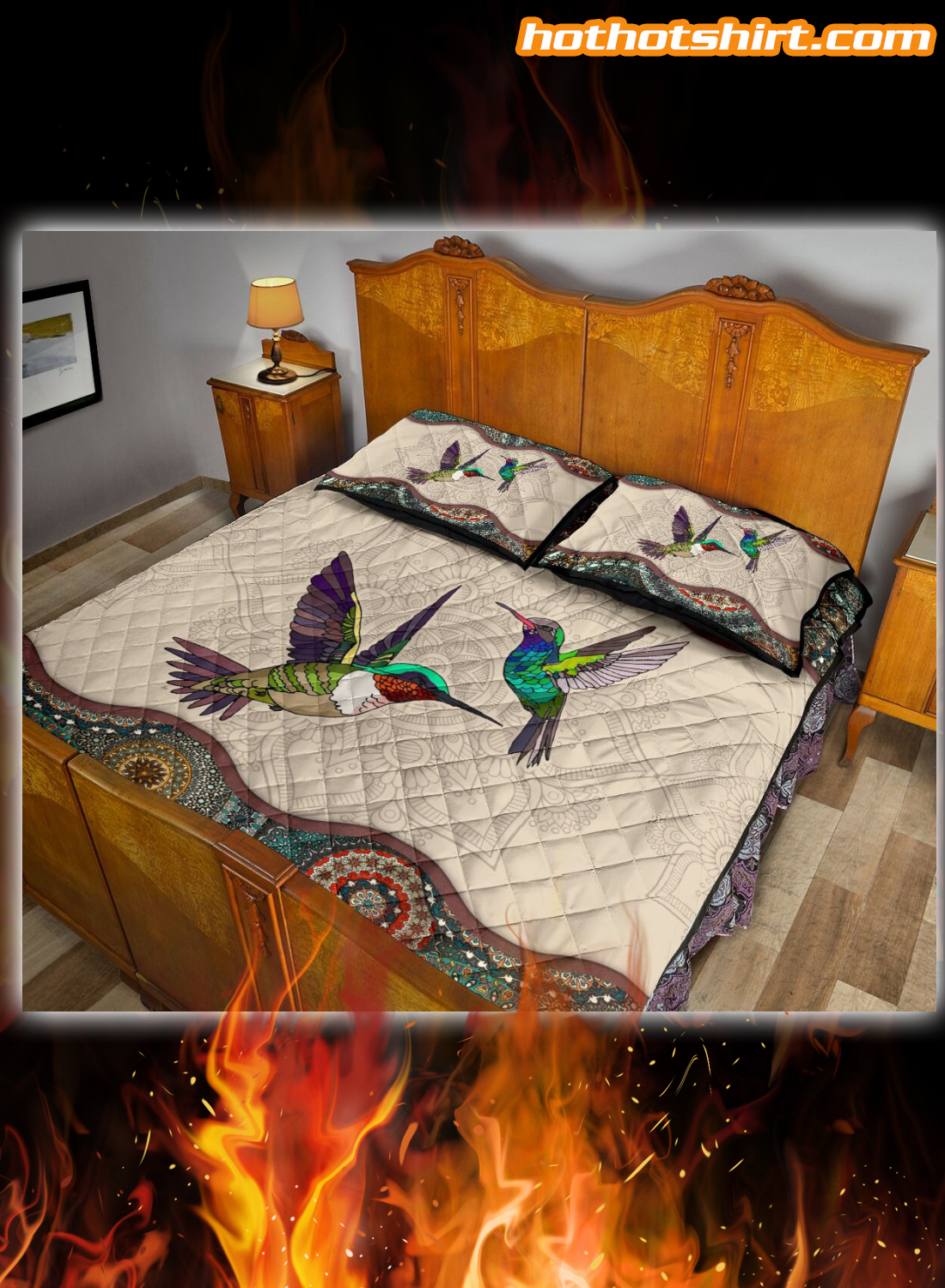 Wonderful bed set for hummingbird lovers 3