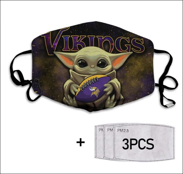 Baby Yoda hug Minnesota Vikings face mask