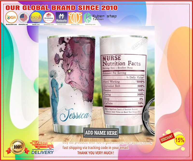 Personalized Brave Nurse Nutrition Facts Stainless Steel Tumbler 3