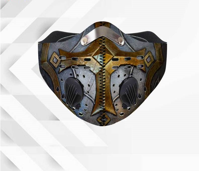 Knights templar symbol metallic filter activated carbon face mask