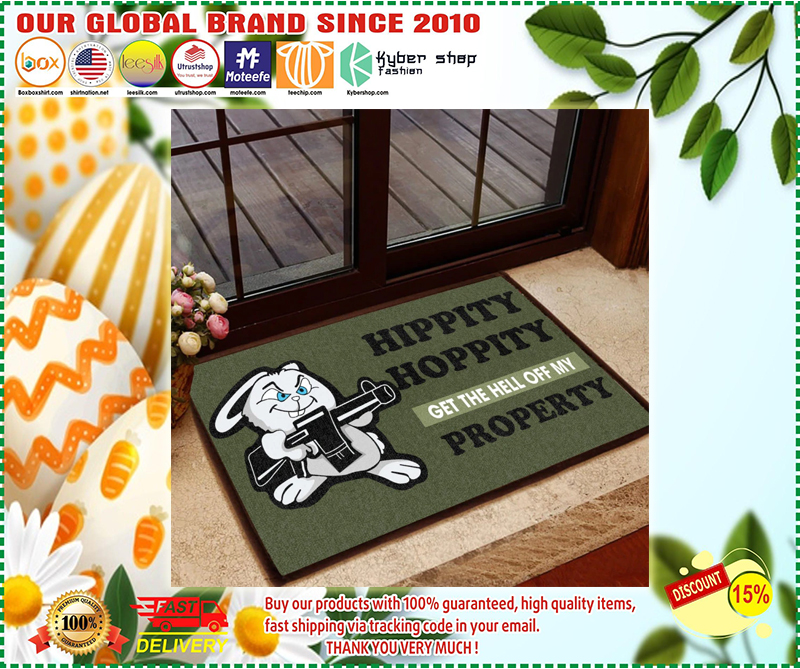 Bunny Hippity Hoppity Get The Hell Off My Property doormat 2