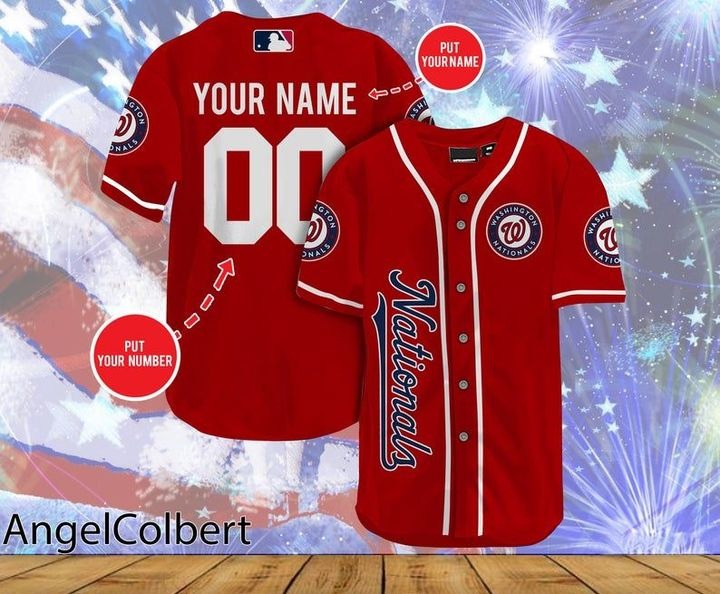 Washington Nationals Personalized Name And Number Baseball Jersey Shirt - red