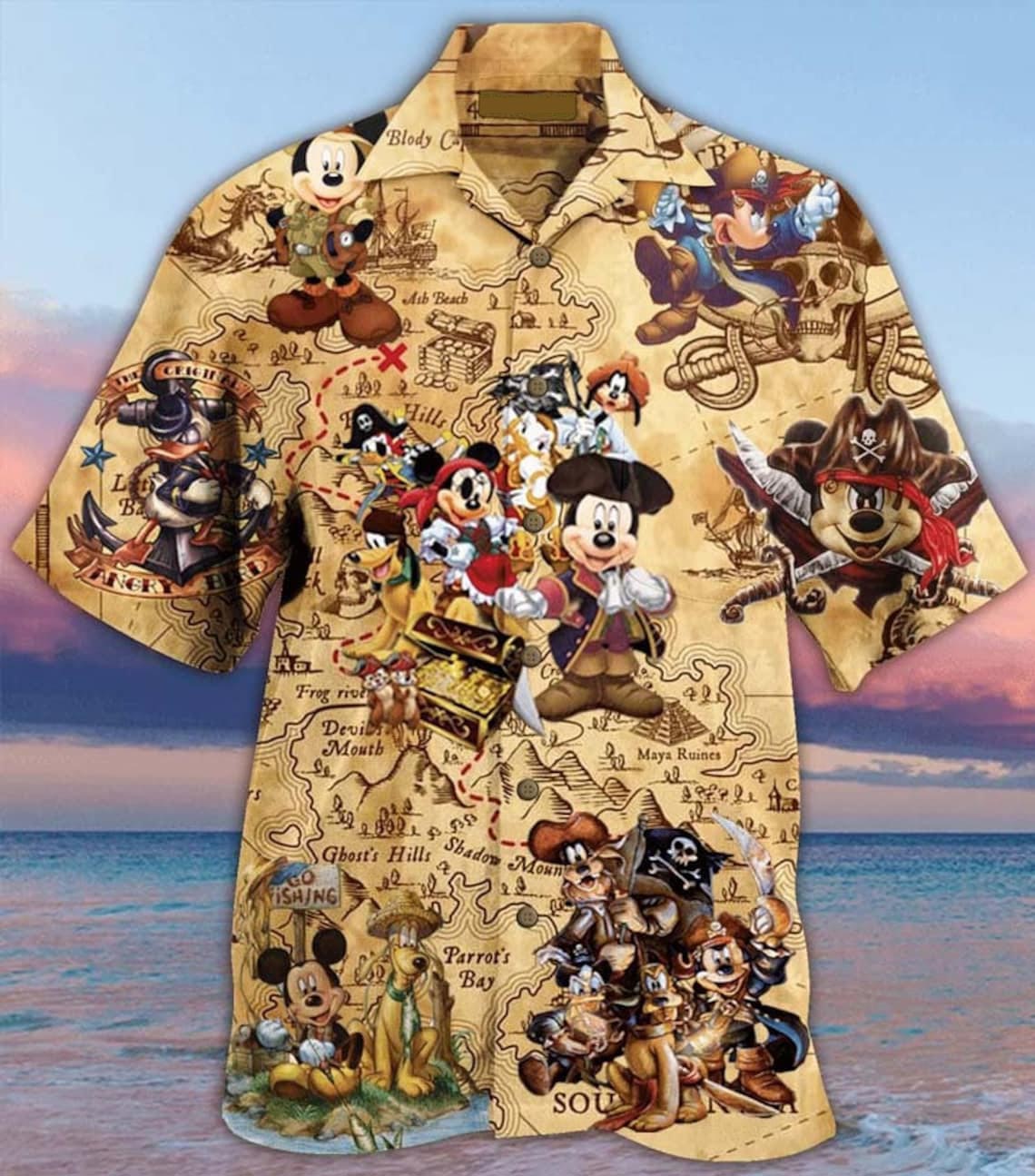 Mickey Mouse Disney Pirate Treasure Hunting hawaiian shirt and short sleeve shirt - Picture 1
