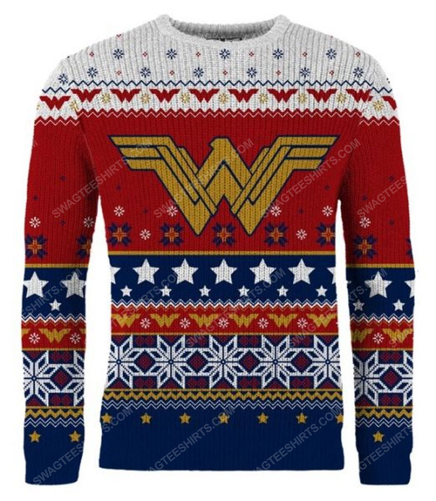 [special edition] Christmas holiday wonder woman full print ugly christmas sweater – maria