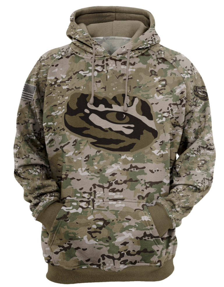 Army camo LSU Tigers all over printed 3D hoodie – dnstyles