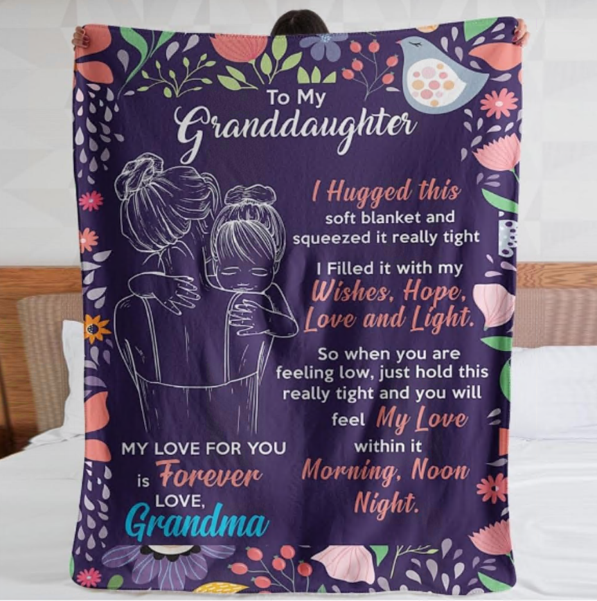 To my granddaughter i hugged this soft blanket and squeezed it really tight blanket