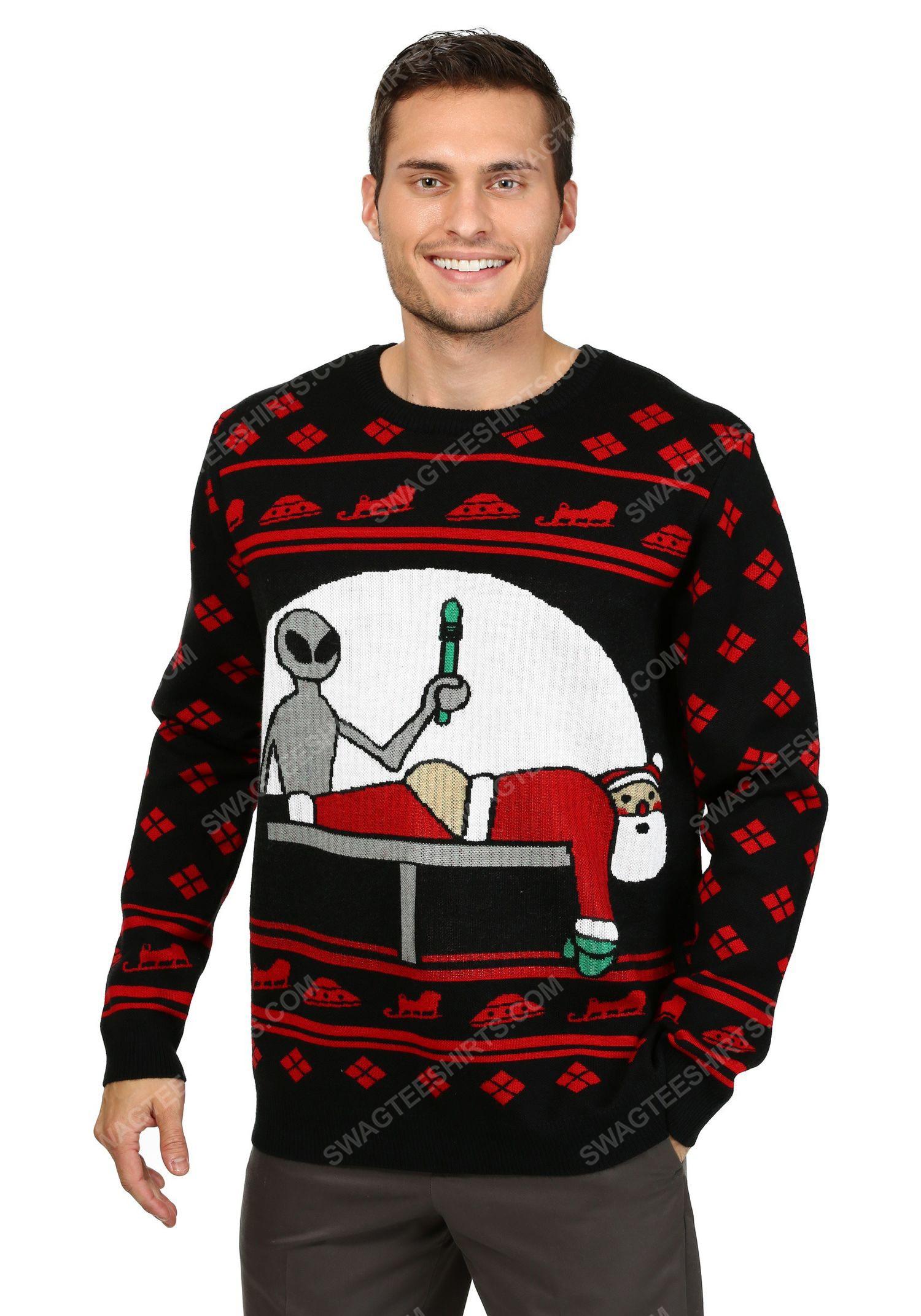 Alien and santa claus full print ugly christmas sweater 1 - Copy (2)
