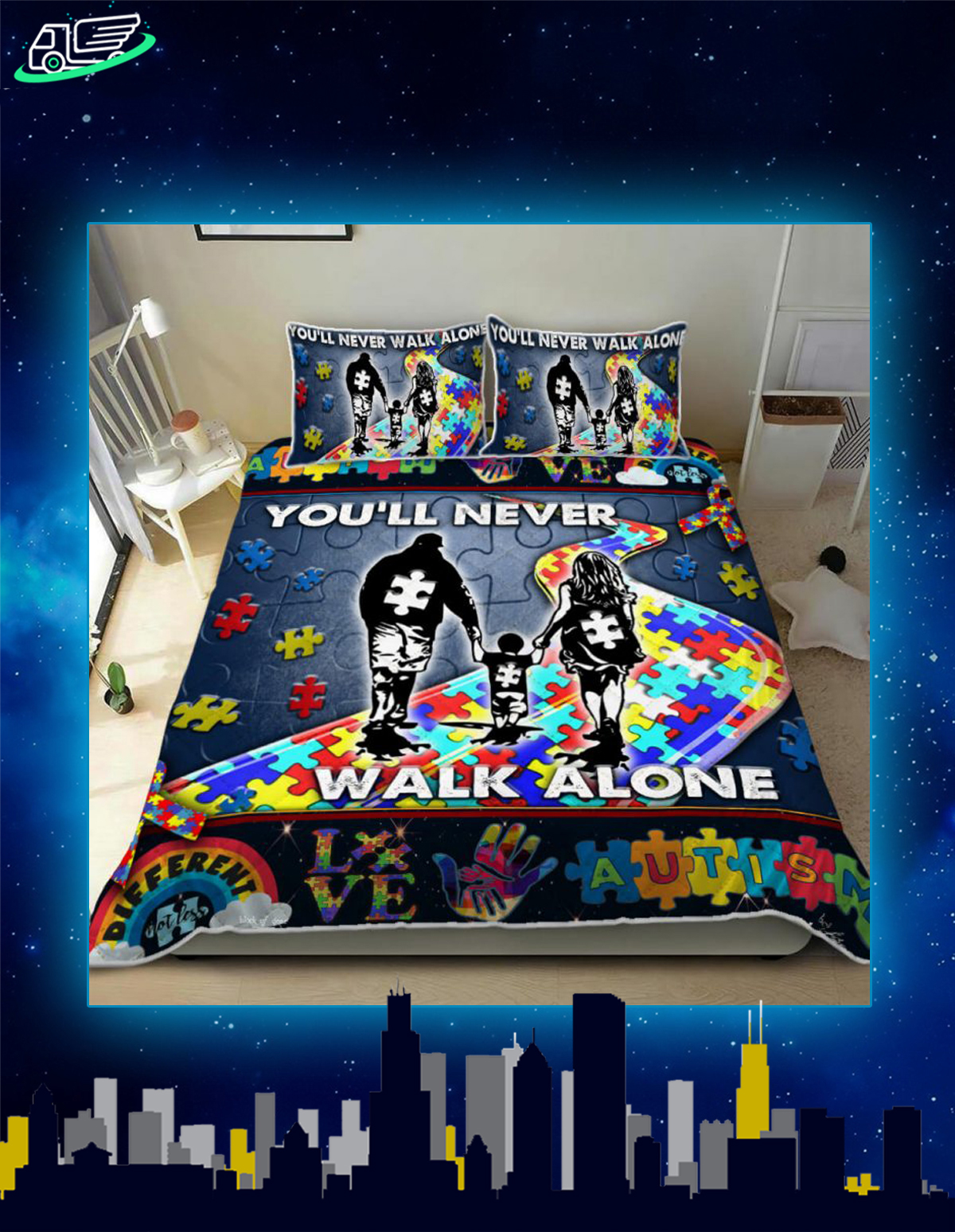 You’ll never walk alone autism bedding set