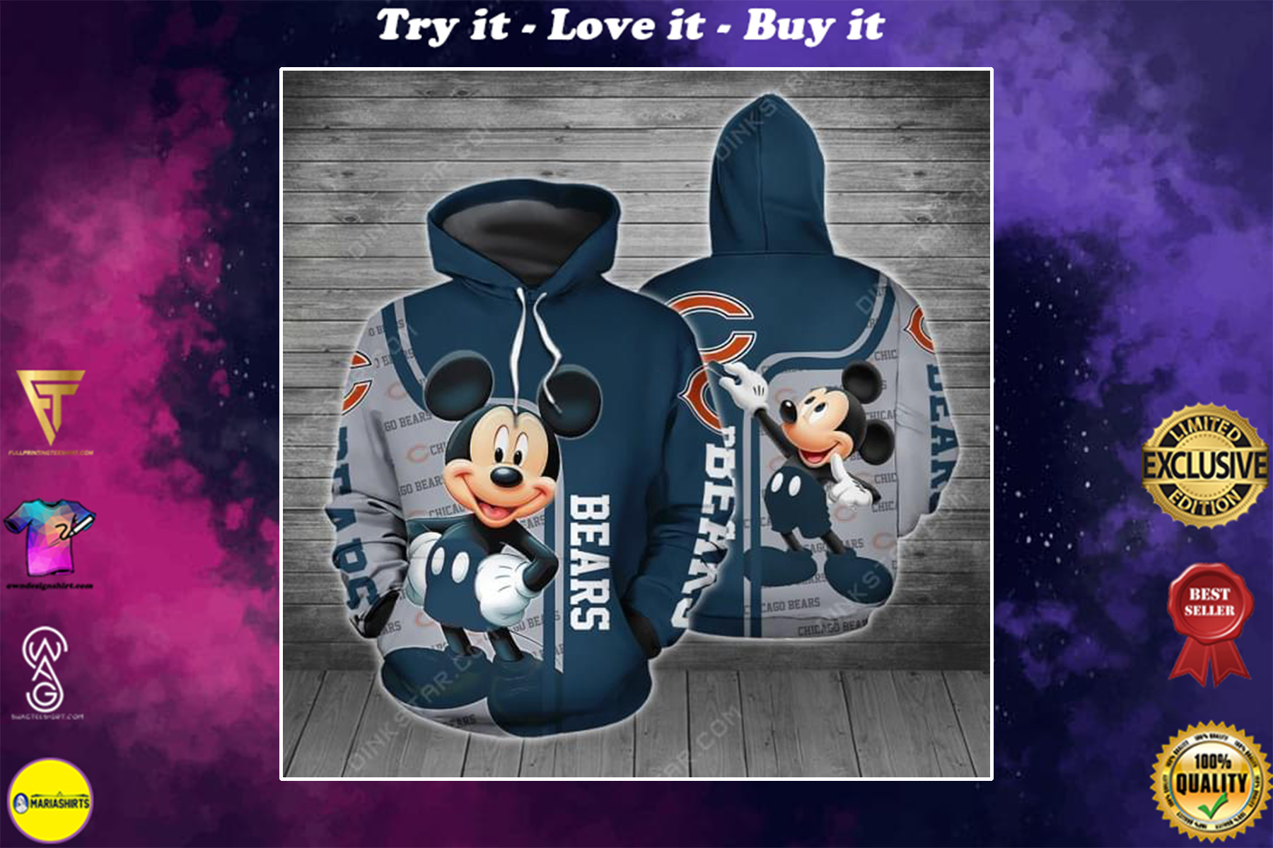 [special edition] disney mickey mouse chicago bears football full over printed shirt – maria