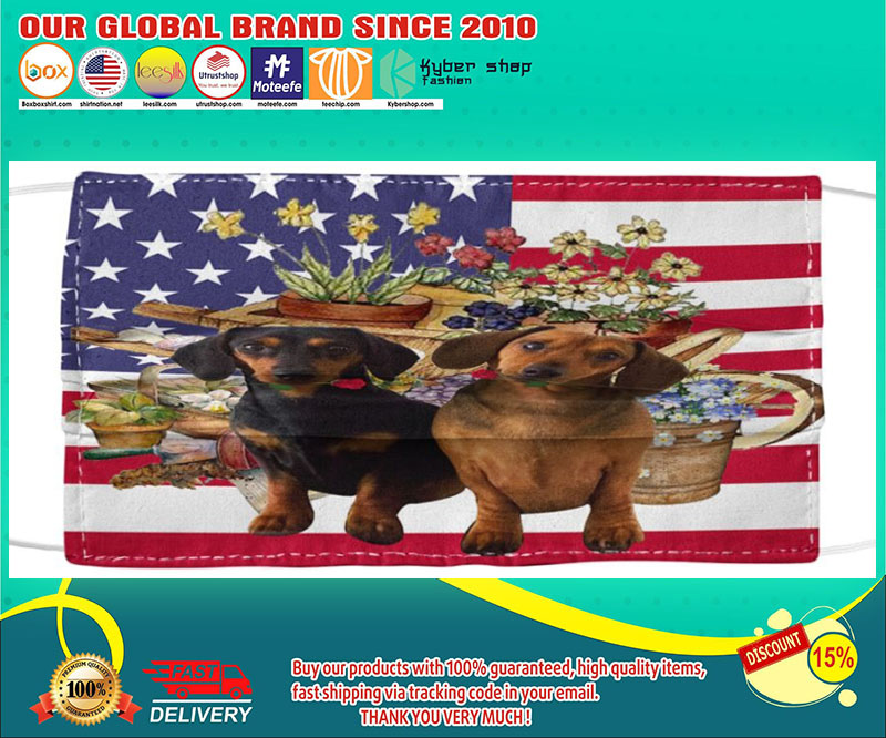 Dachshund American flag flower face mask – BBS