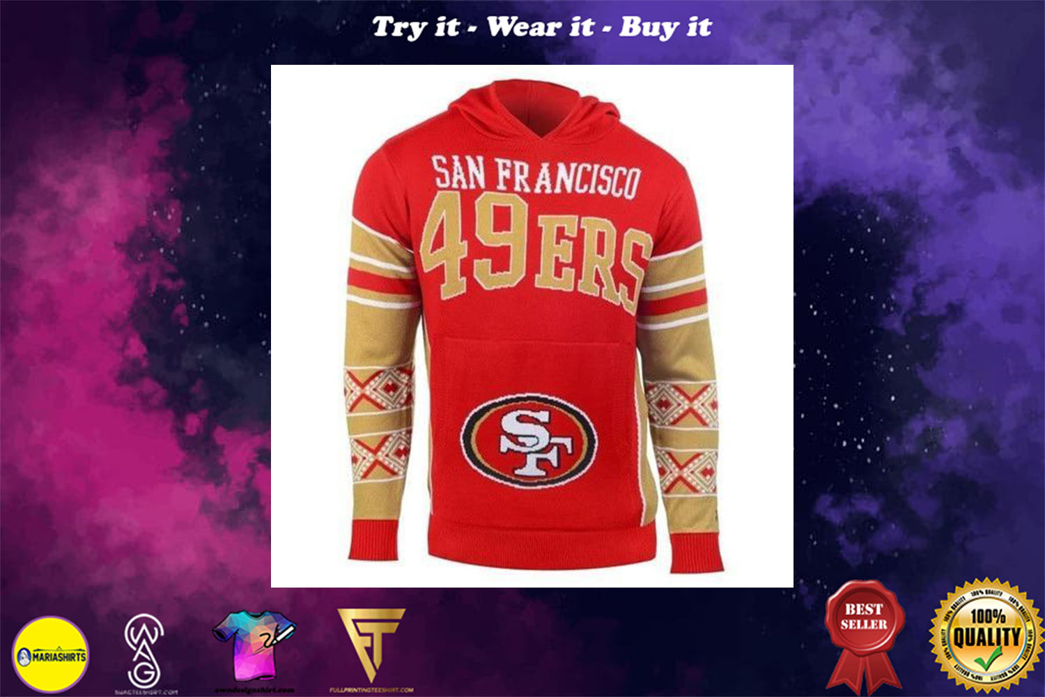 [special edition] the san francisco 49ers full over print shirt – maria