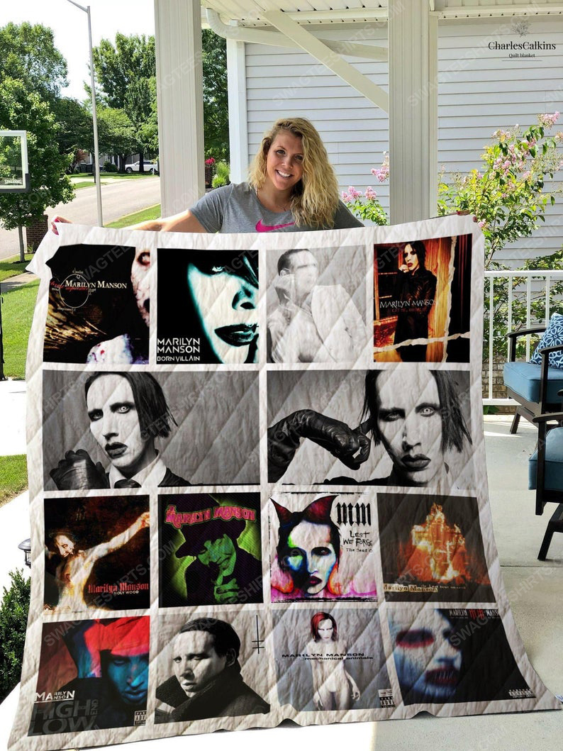 Vintage marilyn manson albums cover rock band full printing quilt 1