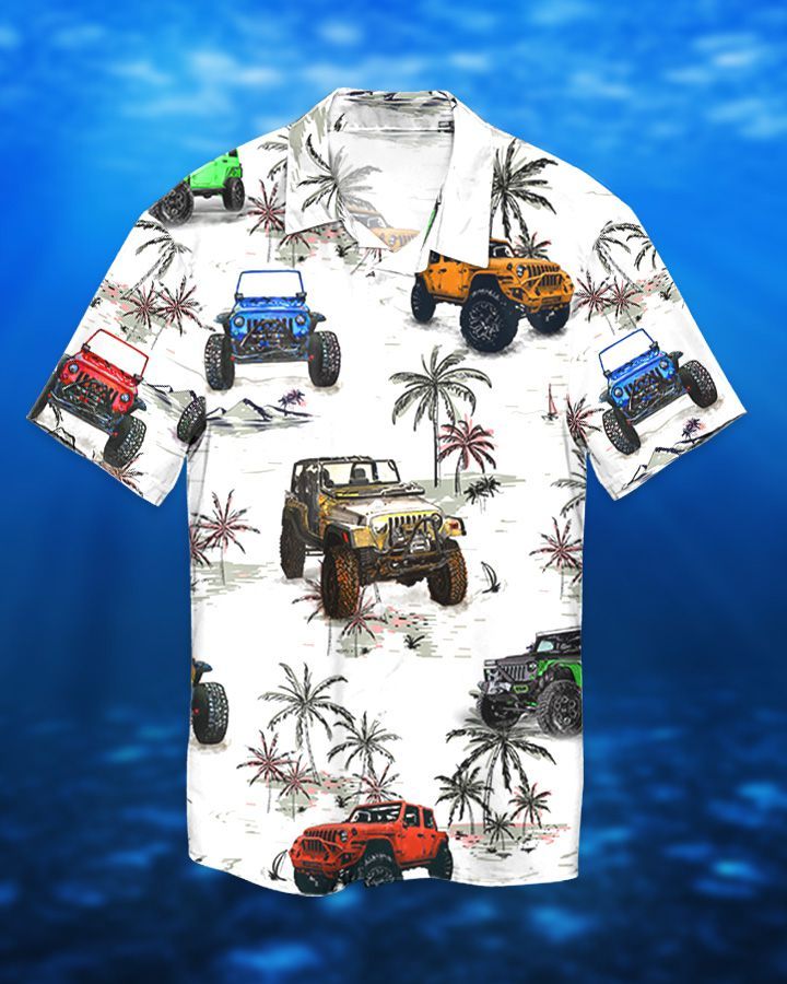 Jeep ocean palm tree hawaiian shirt